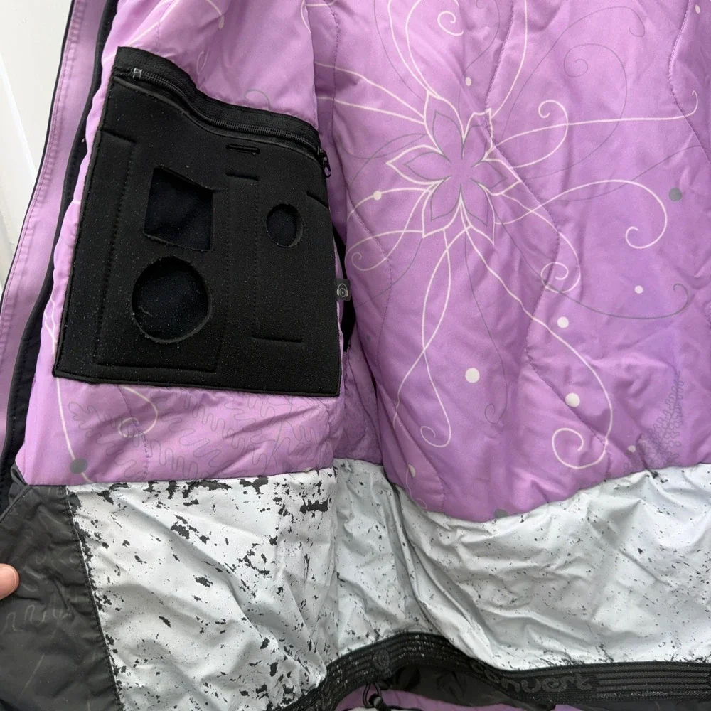 Columbia Convert 3 in‎ 1 Womens Large Winter Ski Snowboard Coat Black Lavender